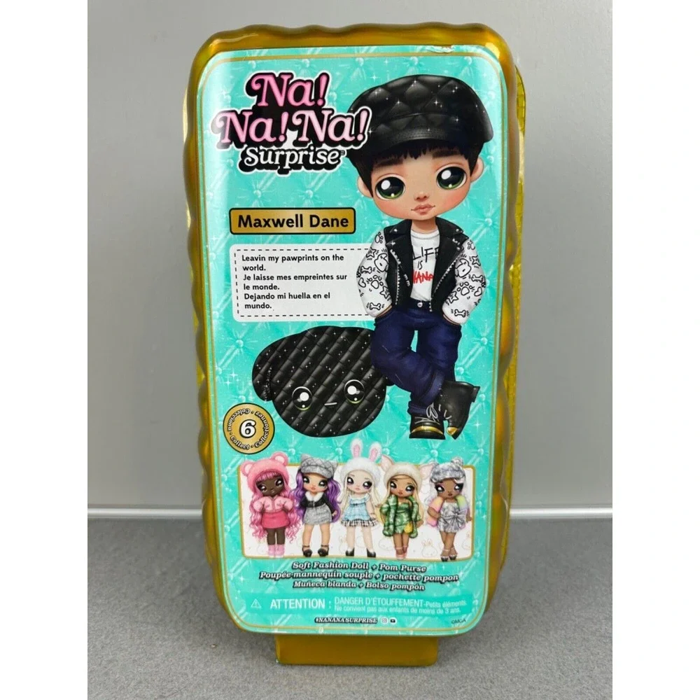 Na Na Na Surprise Glam Series Maxwell Dane Boy Fashion Doll Metallic Puppy Purse